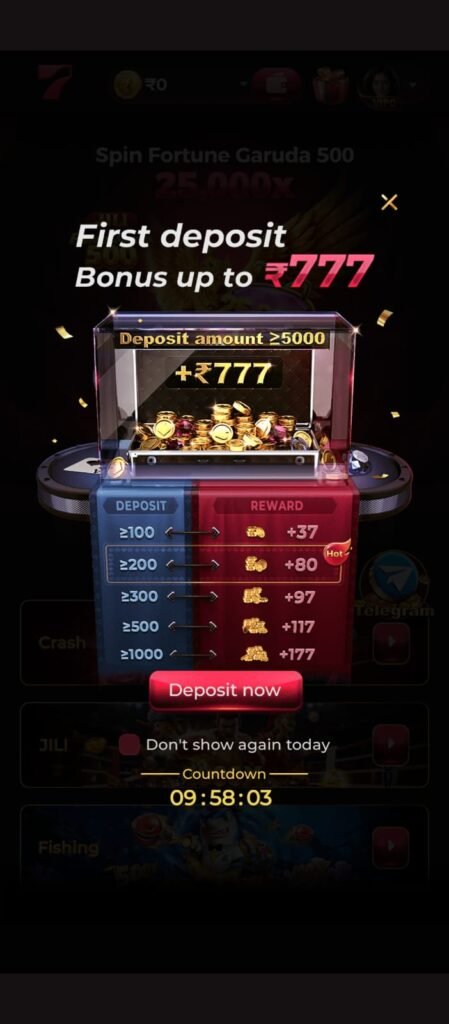 Dhan7 App interface showing games and earning options